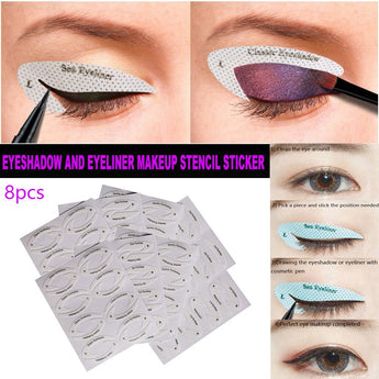 8PCS Eyeliner Eyeshadow Quick Make Up Stencil Stickers Drawing Adhesive Template Cosmetics Tool Makeup #c